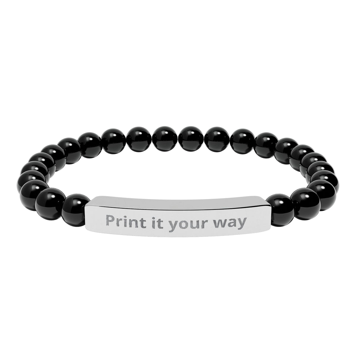 Customizable Natural Stone Stretch Bar Bracelet (Engraving)
