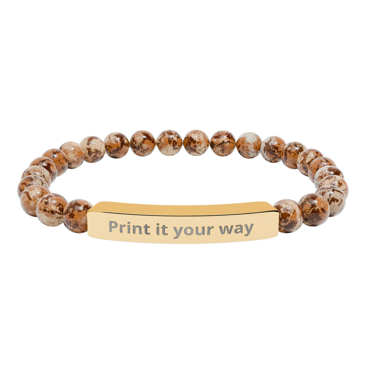 Customizable Natural Stone Stretch Bar Bracelet (Engraving)