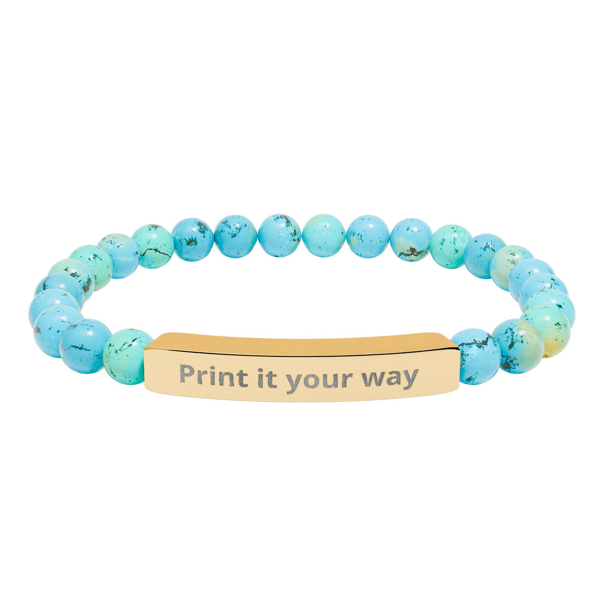 Customizable Natural Stone Stretch Bar Bracelet (Engraving)