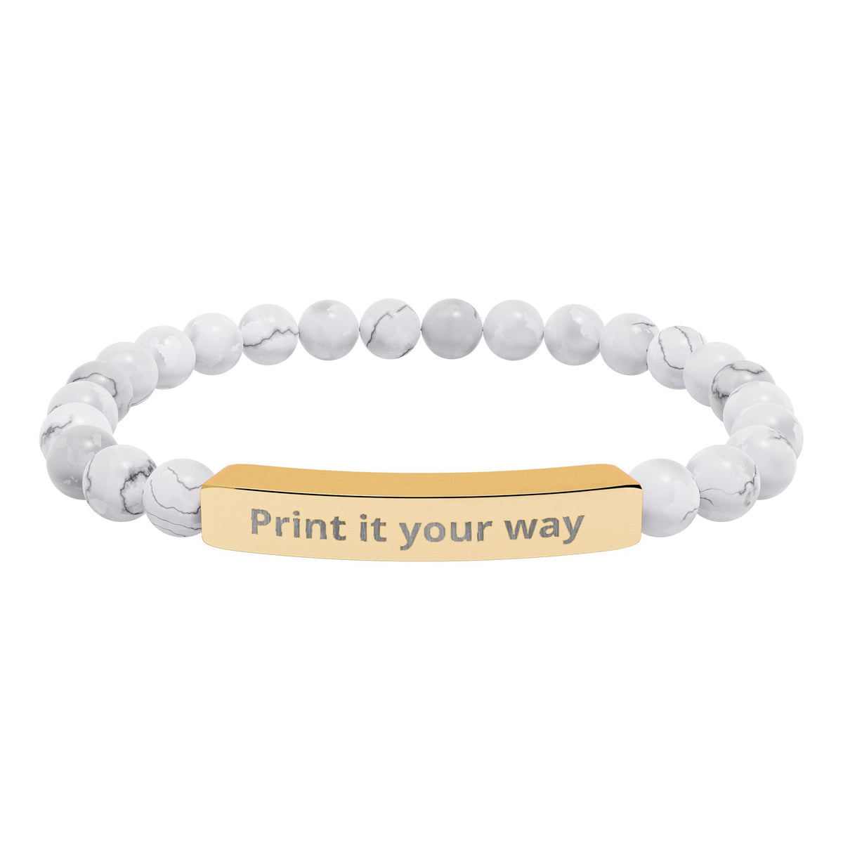 Customizable Natural Stone Stretch Bar Bracelet (Engraving)
