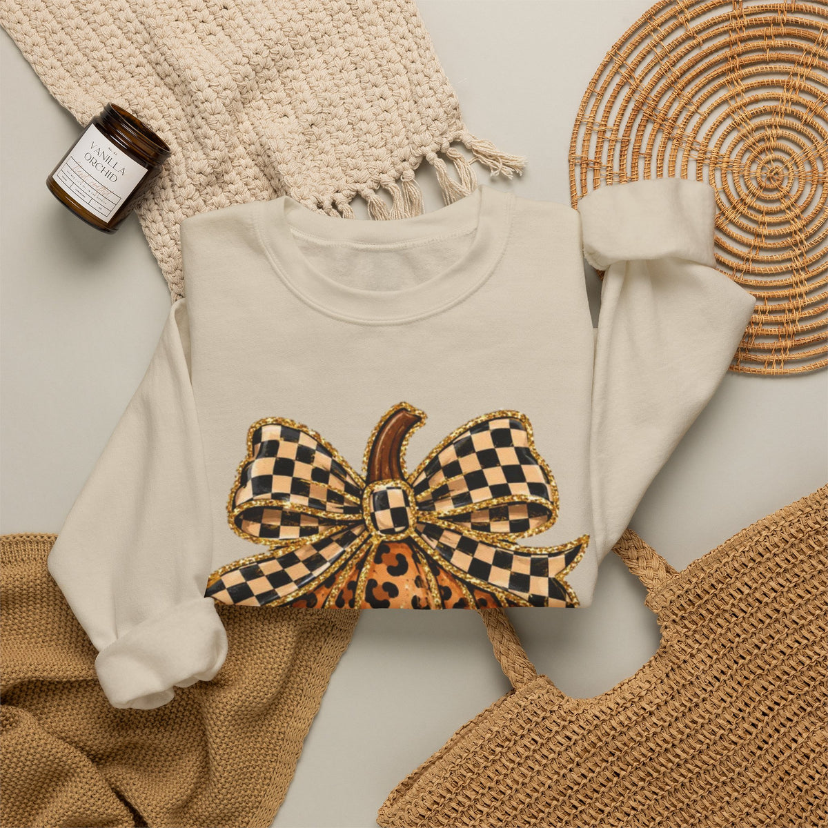 Leopard Print Pumpkin Crewneck Sweatshirt