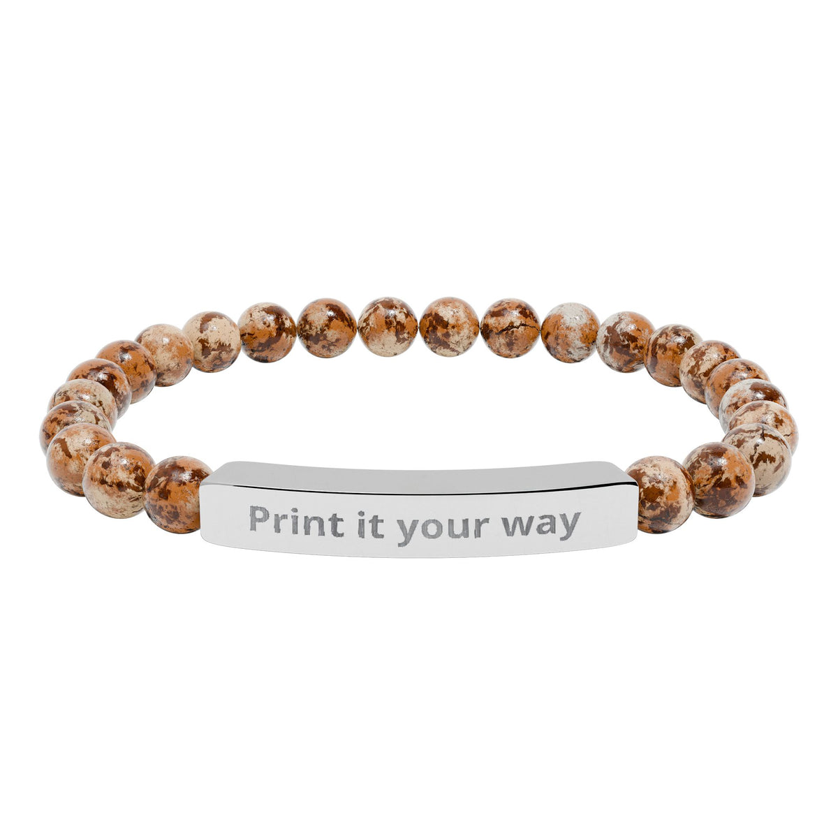Customizable Natural Stone Stretch Bar Bracelet (Engraving)