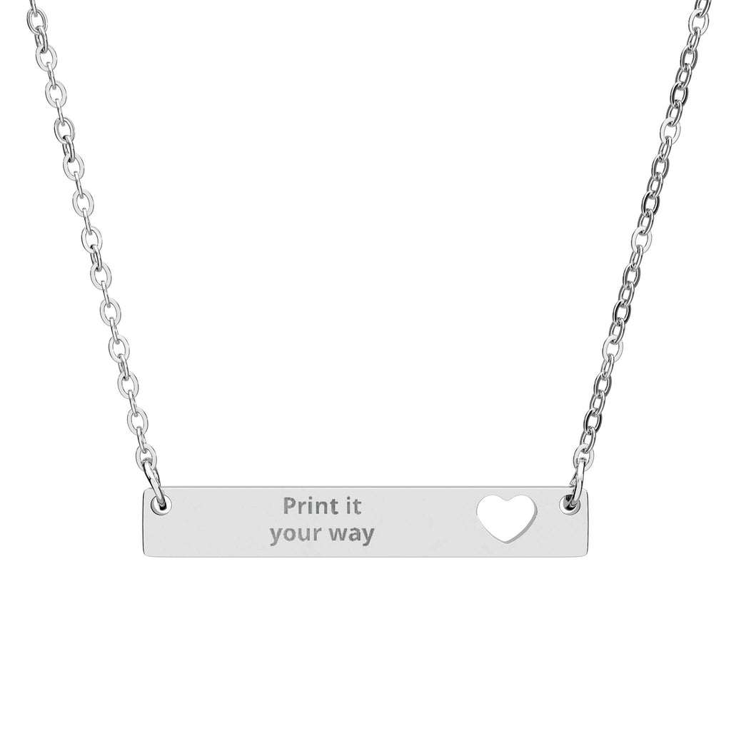 Customizable Cutout Heart Bar Necklace (Engraving)