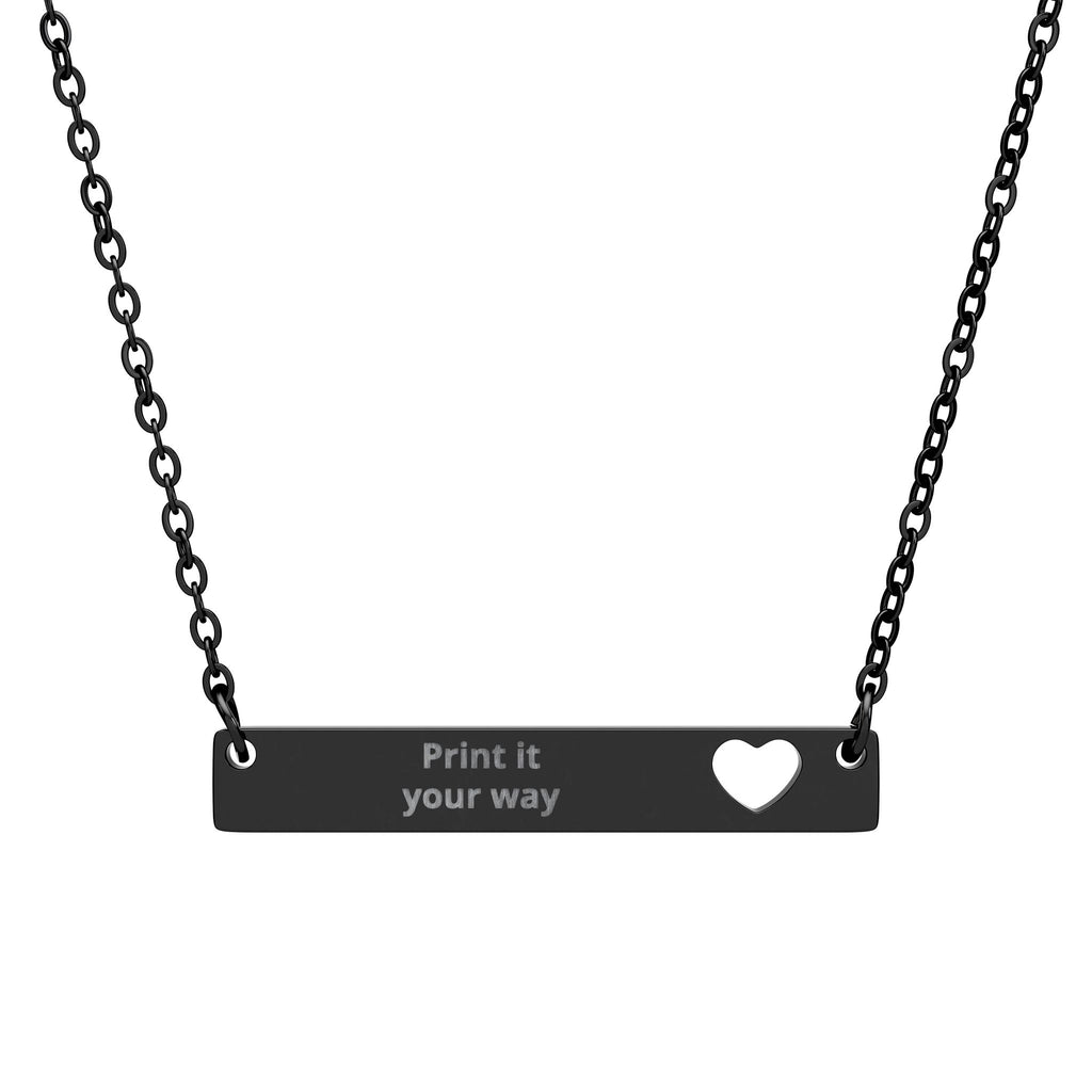 Customizable Cutout Heart Bar Necklace (Engraving)