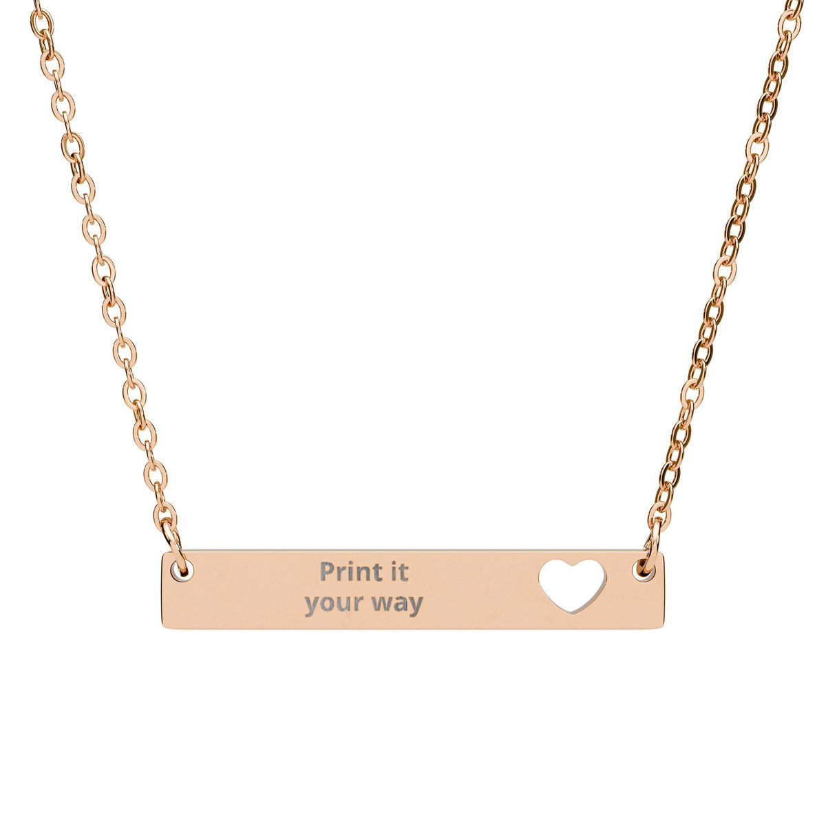 Customizable Cutout Heart Bar Necklace (Engraving)