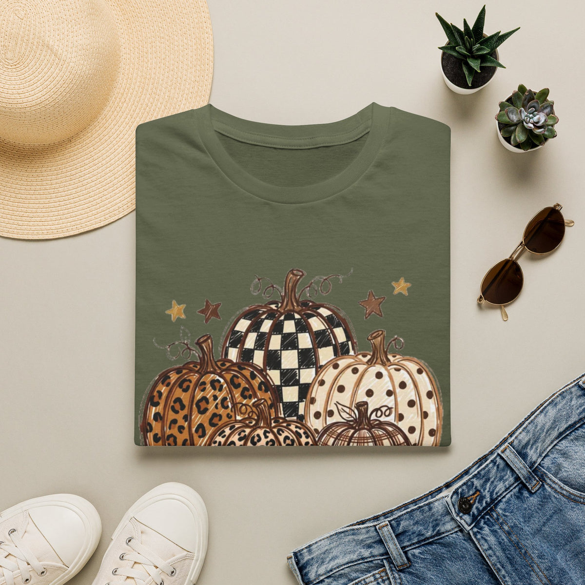 Rustic Printed Pumpkin T-Shirt