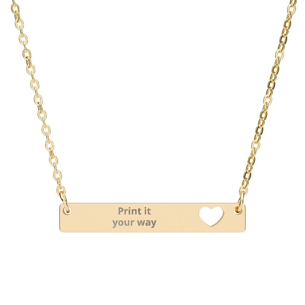 Customizable Cutout Heart Bar Necklace (Engraving)