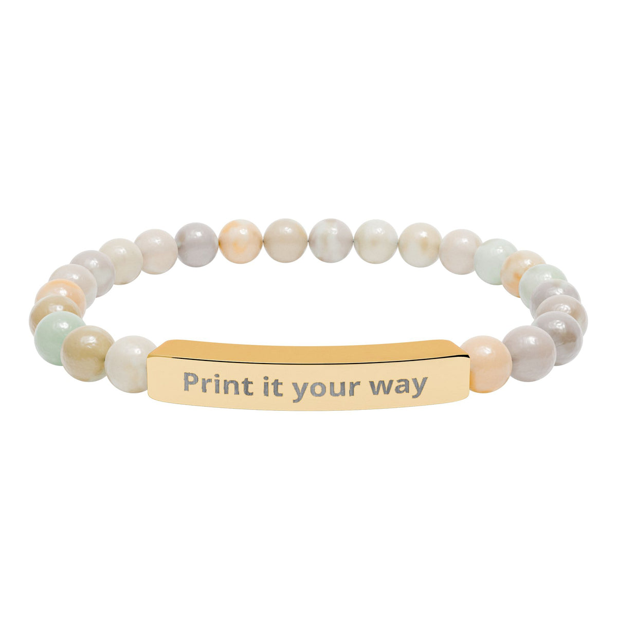 Customizable Natural Stone Stretch Bar Bracelet (Engraving)