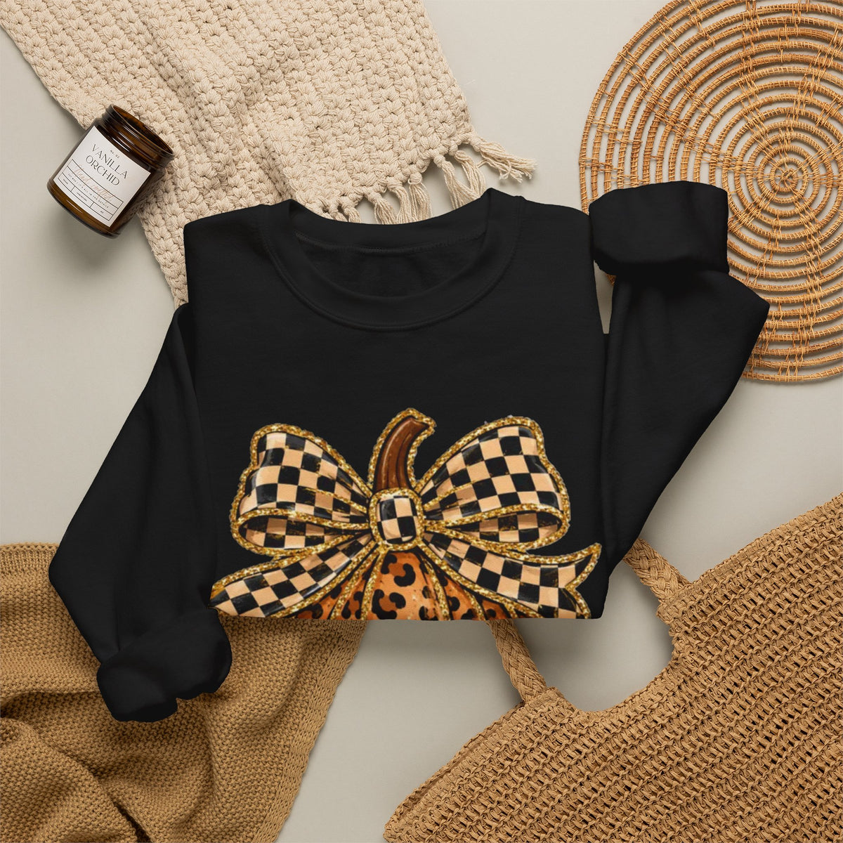 Leopard Print Pumpkin Crewneck Sweatshirt