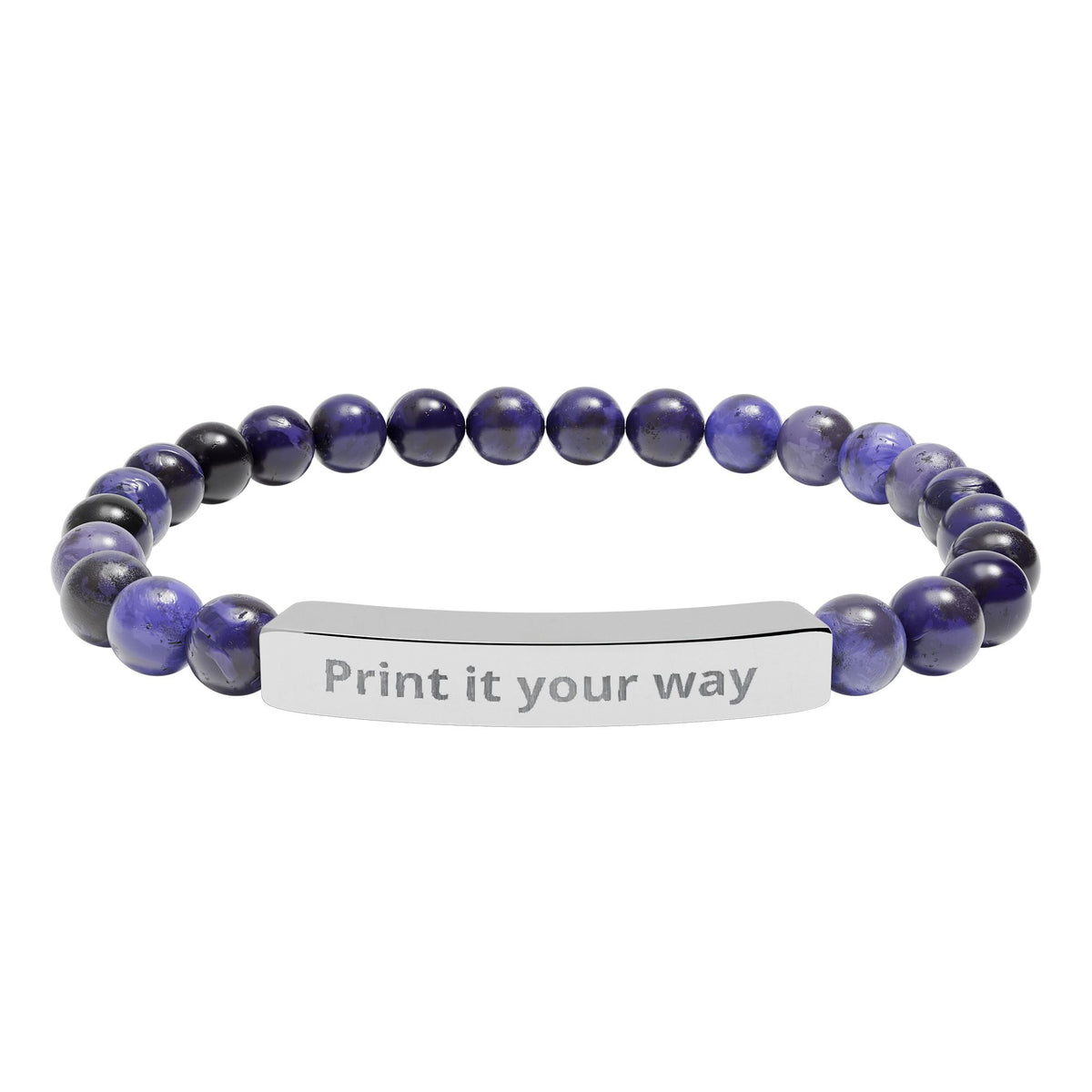 Customizable Natural Stone Stretch Bar Bracelet (Engraving)