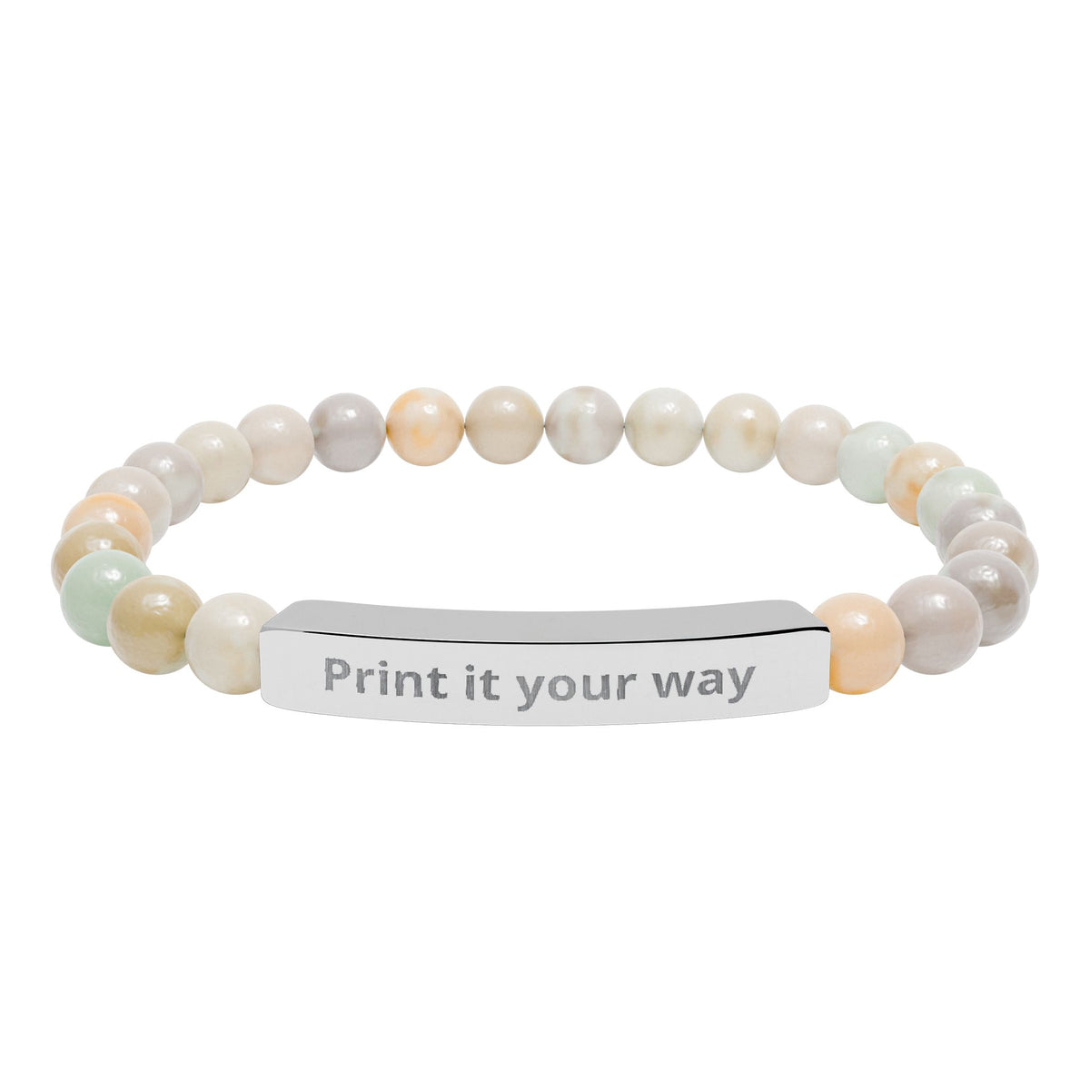 Customizable Natural Stone Stretch Bar Bracelet (Engraving)