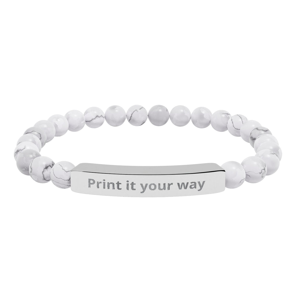 Customizable Natural Stone Stretch Bar Bracelet (Engraving)